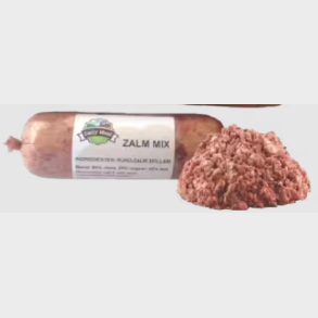 Laksemix best�ende af laks, okse og lam 1000 gram 43,- pr. stk.