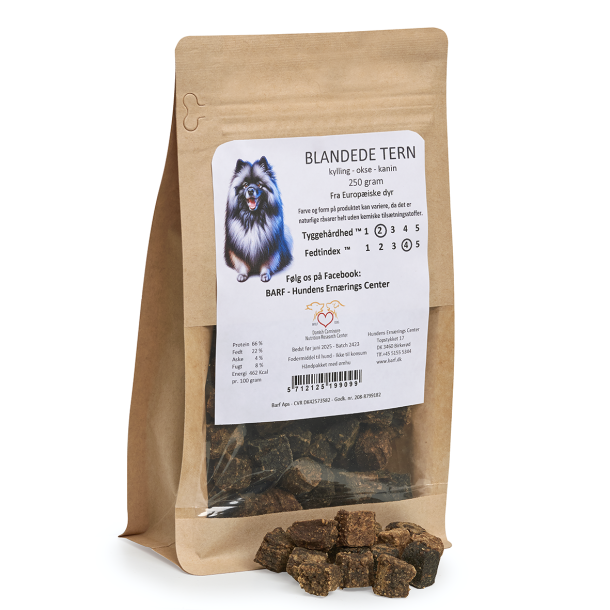 Blandede tern 250 gram (kylling, okse og kanin)