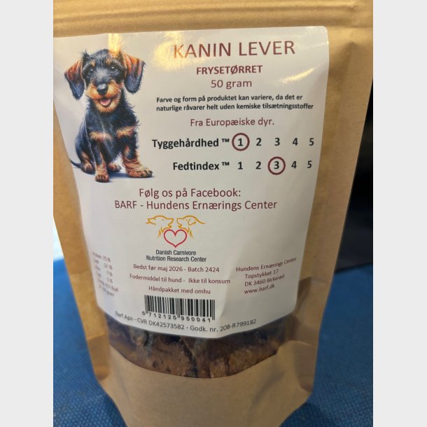 Kanin lever frysetrret 50 gram