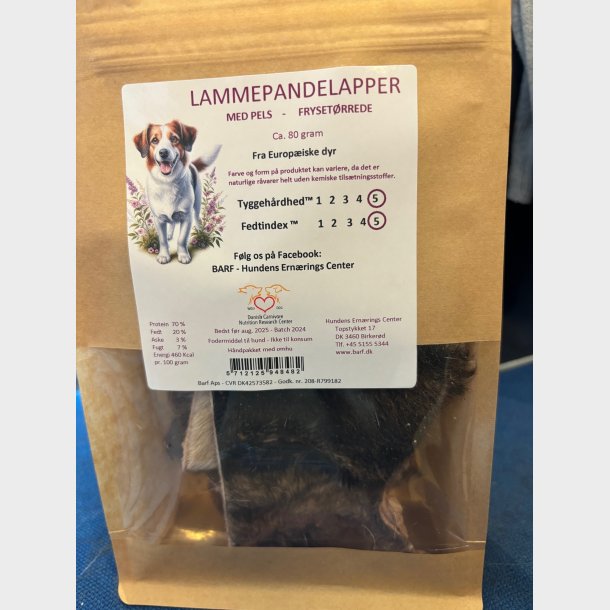 Lammepandelapper frysetrret ca. 80 gram