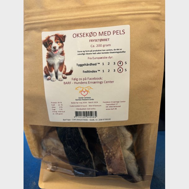 Oksekd med pels, frysetrret ca. 200 gram